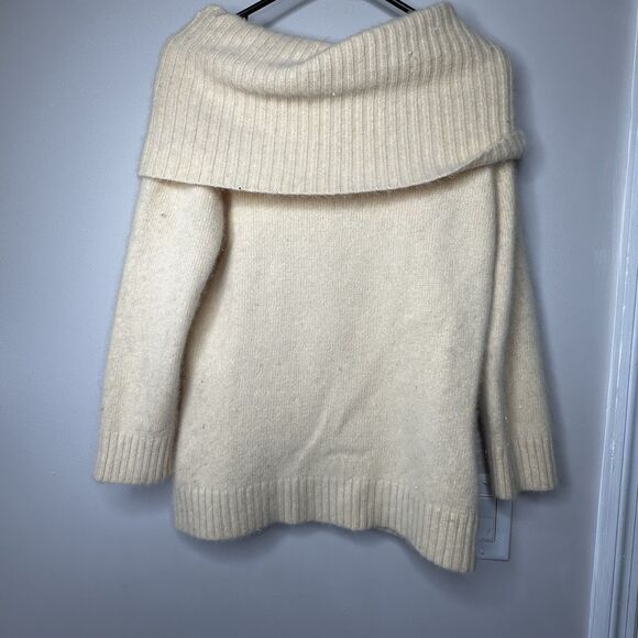 Finity Sweater Ivory Cream Off Shoulder Lambswool Angora Sz Large - Picture 2 of 3